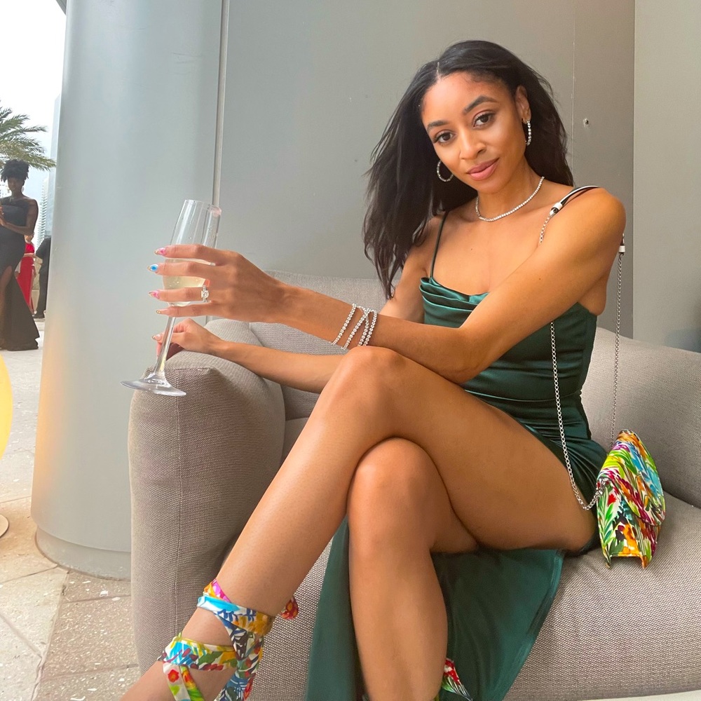 High slit satin dress